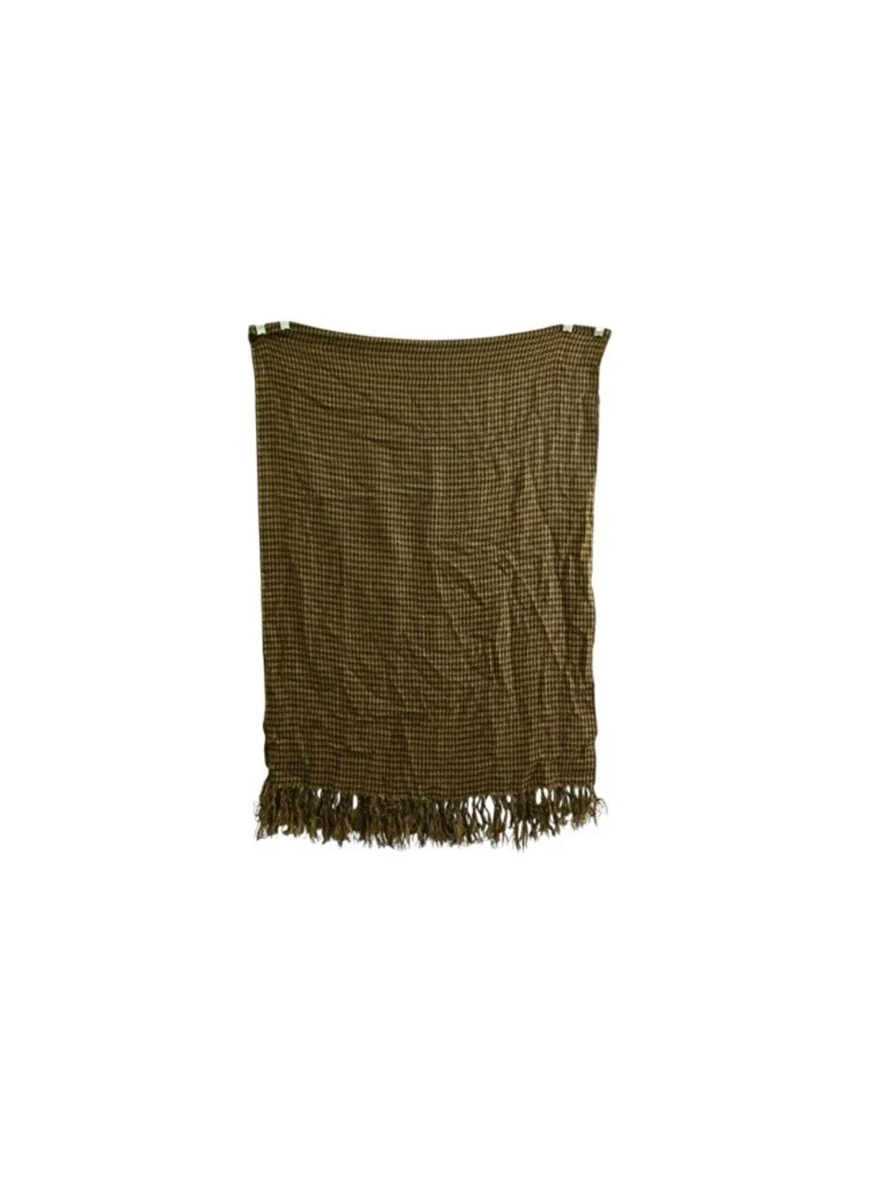 Unbranded Houndstooth Rectangle Scarf Brown Tan Fringe Soft Cozy Wrap Winter